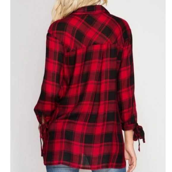 NWT Red and Black Plaid Top - Picture 3 of 4